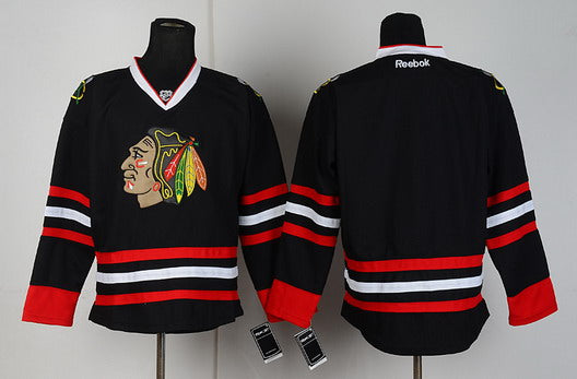 Custom Chicago Blackhawks black jersey