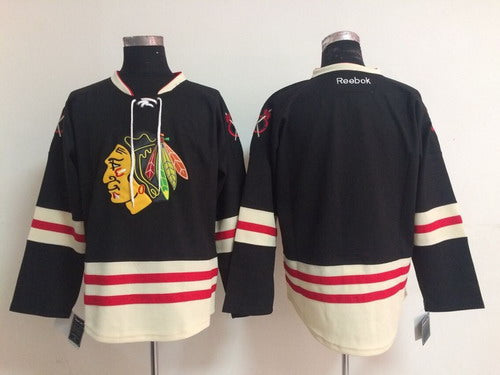 Custom Chicago Blackhawks black Winter Classic jersey
