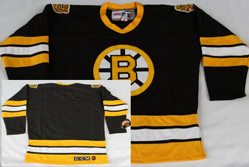 Custom Boston Bruins black Throwback jersey