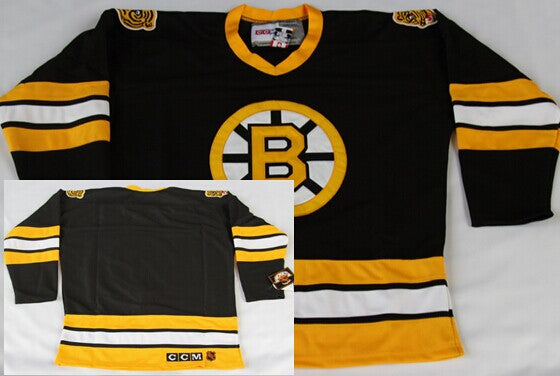 Custom Boston Bruins black Throwback jersey