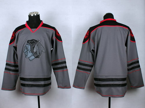 Custom Chicago Blackhawks charcoal jersey