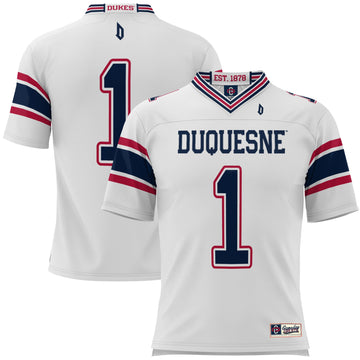 Duquesne James Madison Dukes white jersey