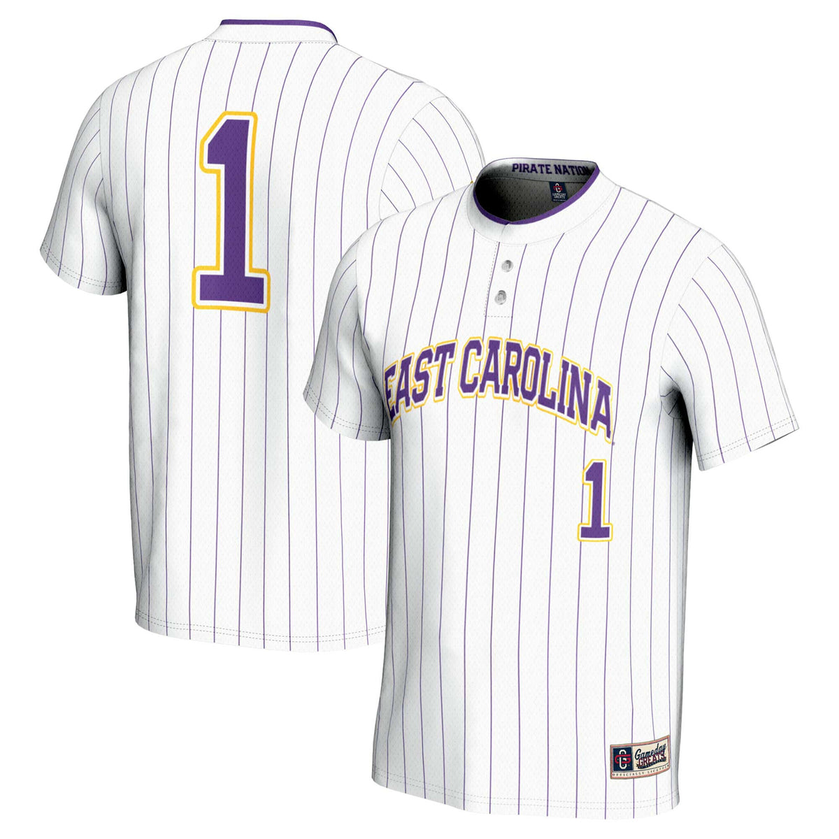 Softball ECU Pirates white jersey