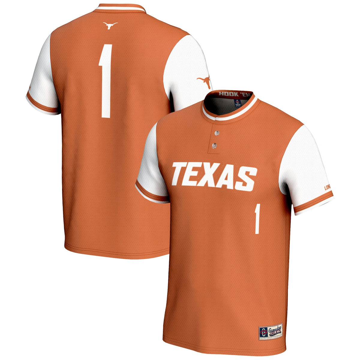 Softball Burnt Texas Longhorns orange jersey