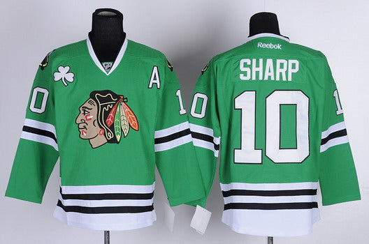 Patrick Sharp Chicago Blackhawks green jersey