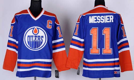 Mark Messier Edmonton Oilers royal Throwback jersey