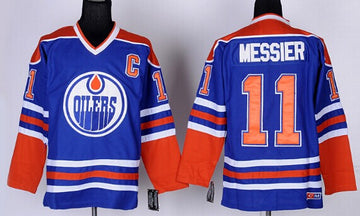 Mark Messier Edmonton Oilers royal Throwback jersey