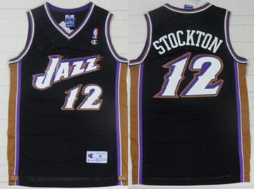 John Stockton Utah Jazz black Throwback jersey