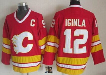 Jarome Iginla Calgary Flames red Throwback jersey