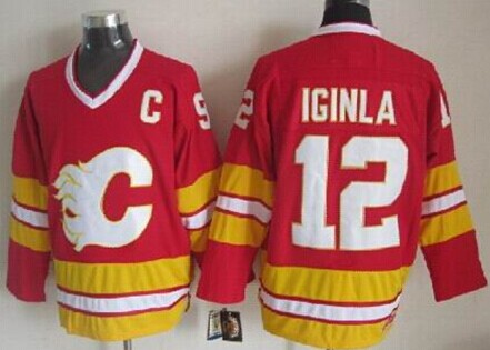 Jarome Iginla Calgary Flames red Throwback jersey