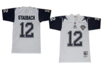 Roger Staubach Dallas Cowboys white Throwback jersey