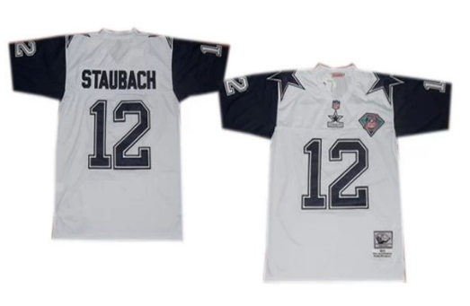 Roger Staubach Dallas Cowboys white Throwback jersey