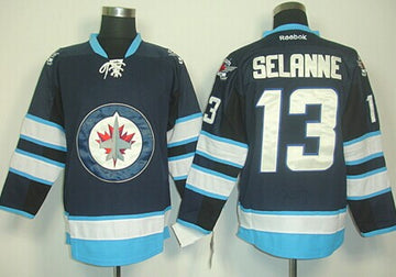 Teemu Selanne Winnipeg Jets navy jersey