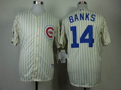 Ernie Banks Chicago Cubs cream jersey