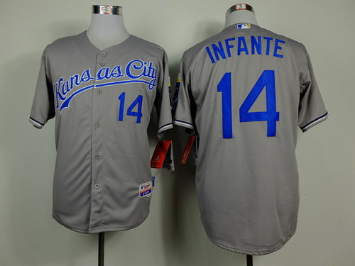 Omar Infante Kansas City Royals gray jersey