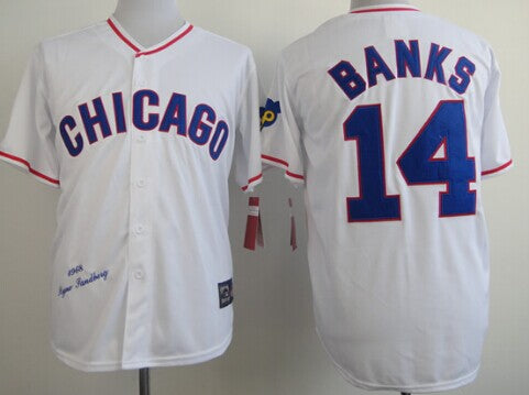 Ernie Banks Chicago Cubs white Throwback jersey