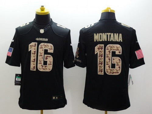 Nike Joe Montana San Francisco 49ers black Salute To Service jersey