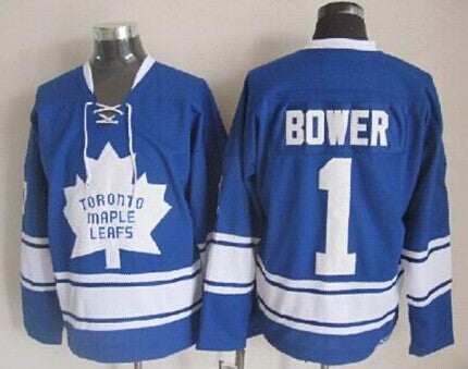 Johnny Bower Toronto Maple Leafs blue Throwback jersey