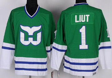 Mike Liut Carolina Hurricanes green Throwback jersey