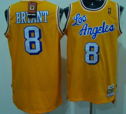 Kobe Bryant Los Los Angeles Lakers yellow Throwback jersey
