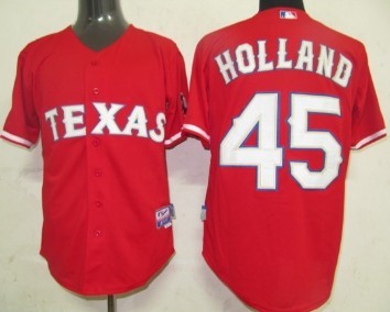 Derek Holland Texas Rangers red jersey