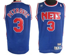 New Drazen Petrovic Brooklyn Nets blue Throwback jersey