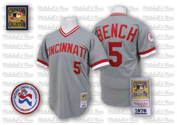 Johnny Bench Cincinnati Reds grey Throwback jersey