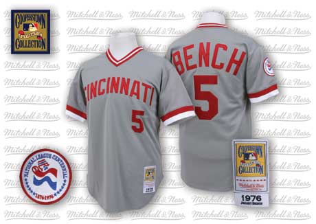 Johnny Bench Cincinnati Reds grey Throwback jersey
