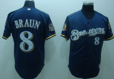 Ryan Braun Milwaukee Brewers navy jersey