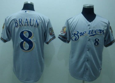 Ryan Braun Milwaukee Brewers gray jersey