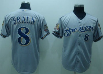 Ryan Braun Milwaukee Brewers gray jersey
