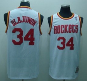 Hakeem Olajuwon Houston Rockets white Throwback jersey