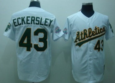 Eckersley Oakland Athletics white Throwback jersey
