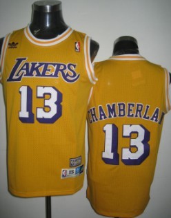 Wilt Chamberlain Los Angeles Lakers yellow Throwback jersey