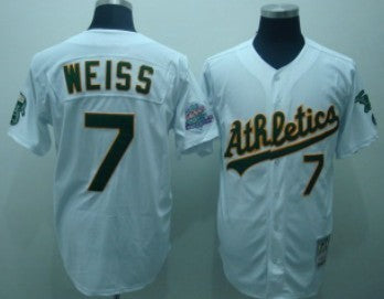 Weiss Oakland Athletics white Throwback jersey