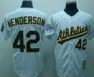 Henderson Oakland Athletics white Throwback jersey