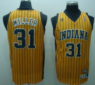Reggie Miller Indiana Pacers yellow Throwback jersey
