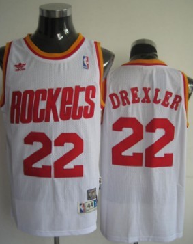 Clyde Drexler Houston Rockets white Throwback jersey