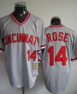 Rose Cincinnati Reds gray Throwback jersey