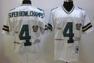 Super Bowl Champs Green Bay Packers white Throwback jersey