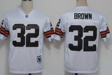 Jim Brown Cleveland Browns white Throwback jersey