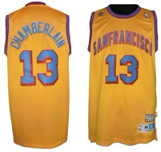 San Francisco Wilt Chamberlain Aba Hardwood Golden State Warriors yellow Classic jersey