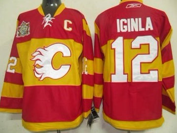 Jarome Iginla Calgary Flames red Third jersey