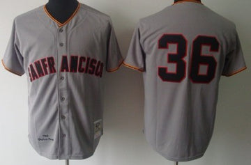 Gaylord Perry San Francisco Giants gray Throwback jersey