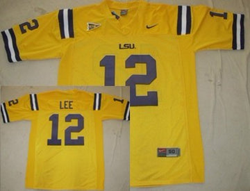 Jarrett Lee LSU Tigers yellow jersey