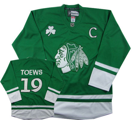 Jonathan Toews St. Patrick's Day Chicago Blackhawks green jersey