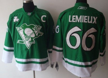 Mario Lemieux St. Patrick's Day Pittsburgh Penguins green jersey
