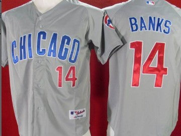 Ernie Banks Chicago Cubs gray jersey
