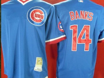 Ernie Banks Chicago Cubs blue Throwback jersey