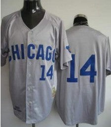Ernie Banks Chicago Cubs gray Throwback jersey